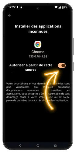 Autorisez l’installation de Freshbet télécharger app depuis des sources inconnues sur un appareil Android