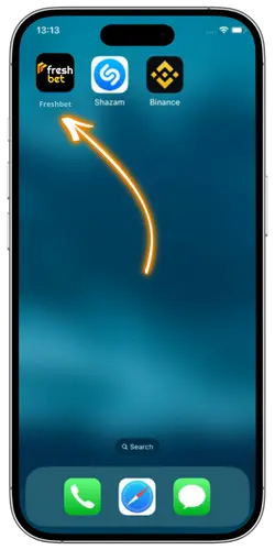 Raccourci Freshbet iOS prêt à ouvrir sur mobile
