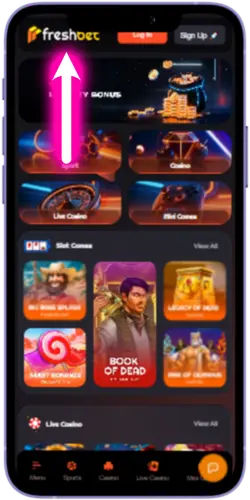 Freshbet Casino official website login page